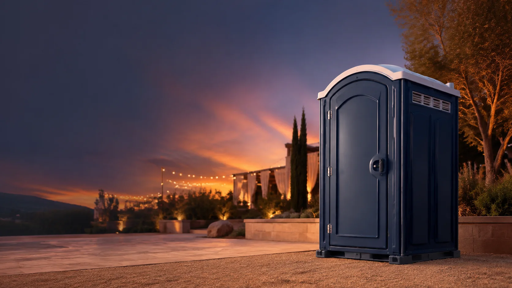 Portable restroom shown for rental planning in Pahrump, NV